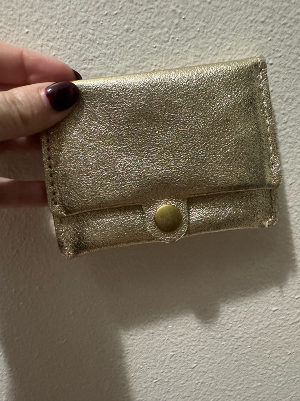 Made in Italy Genuine Leather Metallic Gold Card Holder Wallet NWT
